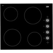 Beko 60cm Built-in Ceramic Electric Hob, 4 Zones, Knob Control, Black - HIC64100
