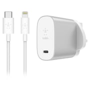 Belkin 27W Apple Fast Charger + F8J239BT04 White Type C Cable