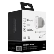 Belkin 27W Apple Fast Charger + F8J239BT04 White Type C Cable