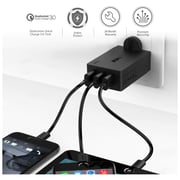 Aukey 3-Port Wall Charger + Micro Type Cable Black