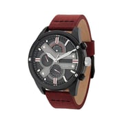 Police Houston Dark Red Leather Analog Men Watch 14837JSB-02