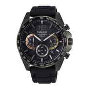 Seiko Chronograph Black Silicone Analog Watch For Men SSB349P1