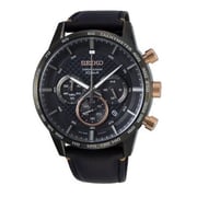 Seiko Chronograph Black Leather Analog Watch For Men SSB361P1