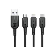 Oraimo 3In1 Lightining &Type C & Micro USB Cable 1m Black