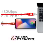 Promate USB-C To Lightning 1.2m Red