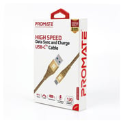 Promate USB-A To USB-C Cable 1.2m Gold