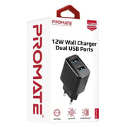 Promate Dual USB Port Wall Charger Black