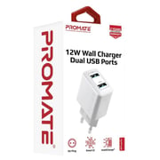 Promate Dual USB Port Wall Charger White