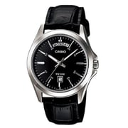 Casio Black Leather Men Watch MTP-1370L-1AVDF