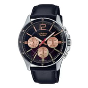 ساعة كاسيو للرجال جلد أسود MTP-1374L-1A2VDF
