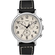 TIMEX Weekender Black Leather Analog Unisex Watch TW2R42800