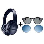 Bose QuietComfort 35 II Noise Cancelling Headphones Triple Midnight + Bose Frames Rondo Audio Sunglasses + Blue Lenses