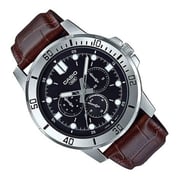 Casio Enticer Brown Leather Men Analog Watch MTP-VD300L-1E