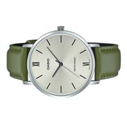 ساعة كاسيو رسمية للرجال جلد أخضر انالوج MTP-VT01L-3B