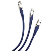 Brave Zinc 3In1 Braided Charging Cable 0.37m - Blue