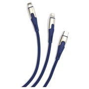 Brave Zinc 3In1 Braided Charging Cable 0.37m - Blue