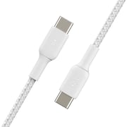 كابل بيلكن بويت تشارج ™ مضفر من USB-C إلى USB-C، طوله 1 متر، أبيض