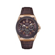 Guess Legacy Brown Leather Multi-function Watch For Men W1058G2