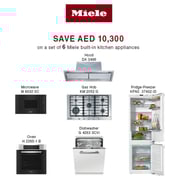 Miele KM2052G Built In Gas Hob Discovery Set (H22651B Oven + DA3496 Hood + M2230 Microwave Oven + G4263SCVI Dishwasher + KFNS37432ID Bottom Freezer)