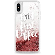Casetify Glitter Case iPhone Xs/X Rose Gold But First Coffee