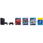Sony PlayStation 4 Slim Console 500GB Black - Middle East Version + DualShock 4 Controller + Spider-Man Game + Uncharted The Nathan Drake Collection Game + Ratchet & Clank Game + 3 Months PlayStation Plus Membership