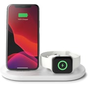 Belkin Boost↑Charge™ 3-In-1 7.5W Wireless Charger For Iphone, Apple Watch & Apple Airpods V2, (With Ac Adapter), White