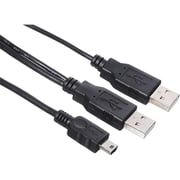 Keendex 5 Pin Male To Dual USB 2.0 Male Cable For External Hard Drive 1m Black