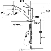 TEKA MTP 978 Kitchen tap mixer with pullout shower