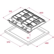 TEKA GZC 64300 Gas on Glass Hob with ExactFlame function in 60 cm of butane gas