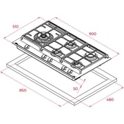 TEKA GZC 95320 Gas on Glass Hob with ExactFlame function in 90 cm of butane gas