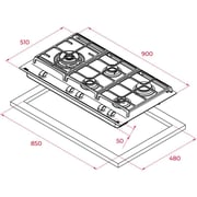 TEKA GZC 95320 Gas on Glass Hob with ExactFlame function in 90 cm of butane gas