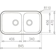 TEKA Undermount Stainless Steel Sink Two Bowls Be 2B 845 R