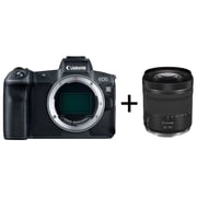 هيكل كاميرا كانون رقمية طراز EOS R  بدون مرآة  +  عدسة كيت  RF  مقاس 24-105 مم وفتحة بؤرة  F4-7.1  ومثبت صورة IS  وتقنية  STM.