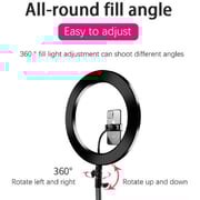 Real Shell Tripod LED Ring Light Tripod Stand Black