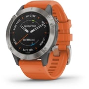 Garmin 010-02158-14 6 Fenix Sapphire Ti Band Watch Grey W/Orange