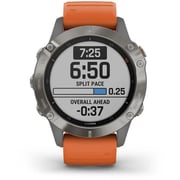 Garmin 010-02158-14 6 Fenix Sapphire Ti Band Watch Grey W/Orange