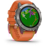 Garmin 010-02158-14 6 Fenix Sapphire Ti Band Watch Grey W/Orange