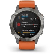 Garmin 010-02158-14 6 Fenix Sapphire Ti Band Watch Grey W/Orange