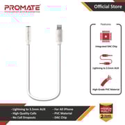 Promate Lightning to 3.5mm AUX Connector 0.15m White