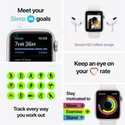 Apple Watch SE GPS 44mm Silver Aluminum Case with White Sport Band – Middle East Version