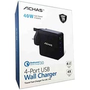 Achas 4 Port USB Wall Charger Black
