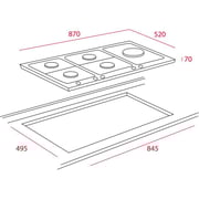 TEKA EW 90 5G AI AL TR CI Gas hob with 5 cooking zones and triple ring burner in 90 cm of butane gas