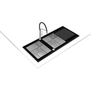 TEKA Inset Glass Sink With Two Bowls And One Drainer Diamond Rs15 Black