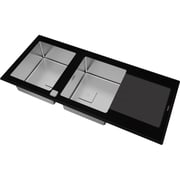 TEKA Inset Glass Sink With Two Bowls And One Drainer Diamond Rs15 Black