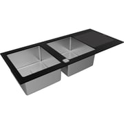 TEKA Inset Glass Sink With Two Bowls And One Drainer Diamond Rs15 Black