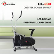 PowerMax Exercise Cycle and Elliptical Cross Trainer with Hand Pulse and Smart LCD Display EH-200