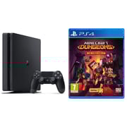 Sony PlayStation 4 Slim 1TB Console Black with DS4 Controller and PS4 Minecraft Dungeons Hero Edition Game
