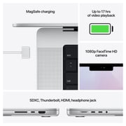 MacBook Pro 14 بوصة (2021) - M1 Pro Chip 16 جيجابايت 1TB 16-core GPU Silver لوحة مفاتيح إنجليزي / عربي