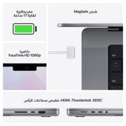 MacBook Pro 16 بوصة (2021) - M1 Pro Chip 16 جيجابايت 1TB 16-Core GPU Space Grey لوحة مفاتيح إنجليزي