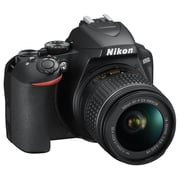 كاميرا رقمية نيكون بعدسة أحادية عاكسة سوداء طراز D3500 + عدسة AF-P مقاس 18-55مم وخاصية تقليل الاهتزاز + عدسة AF-P مقاس 70-300مم.